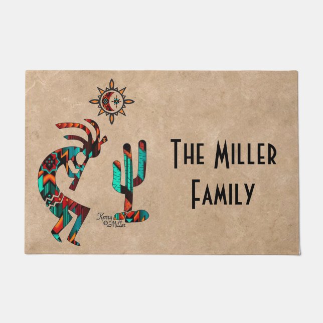 Felpudo Doormat Kokopelli del suroeste (Anverso)
