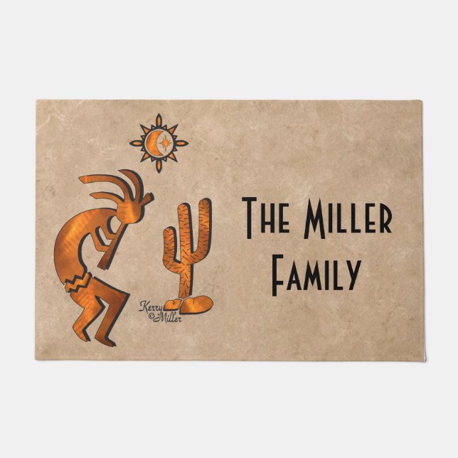 Felpudo Doormat Kokopelli del suroeste (Anverso)