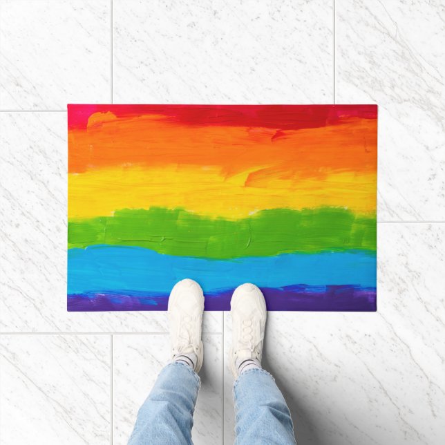 Felpudo Doormat LGBT arcoiris de pintura al petróleo - aud (Interior)