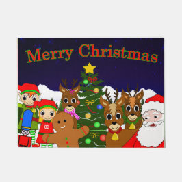 Felpudo Doormat lunar y del sauce del navidad del deseo