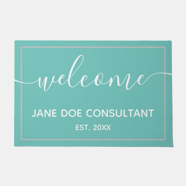 Felpudo Doormat - Luz de bienvenida personalizada Verde az (Anverso)