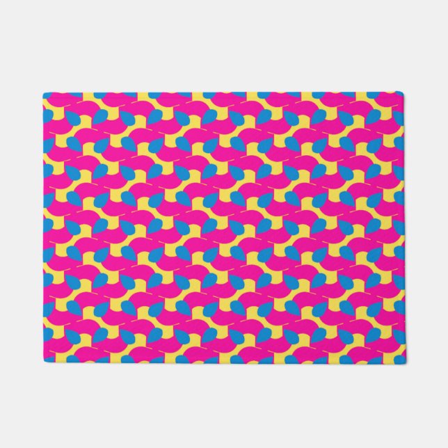 Felpudo Doormat magenta, azul y amarillo (Anverso)