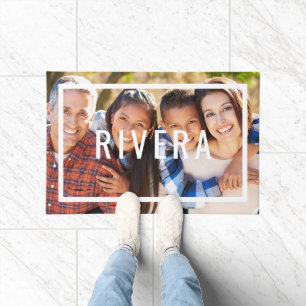 Felpudo Doormat moderno de fotografía de familia de monogr