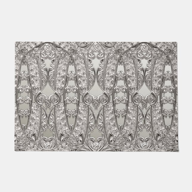 Felpudo Doormat moderno Ornate Plateado (Anverso)