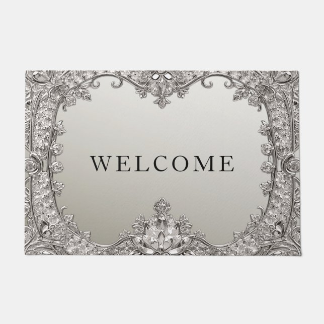 Felpudo Doormat moderno Ornate Plateado (Anverso)
