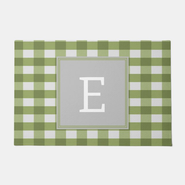 Felpudo Doormat Monograma de búfalo verde (Anverso)