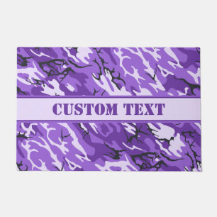 Felpudo Doormat morado de camo con letra Personalizado