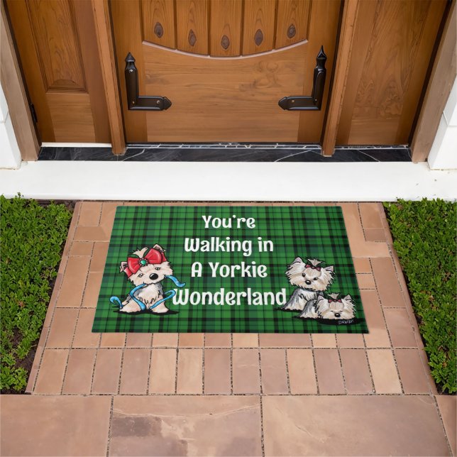 Felpudo Doormat Navidades de Yorkie Wonderland (Exterior)
