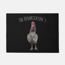 Felpudo Doormat negro conocido personalizado gallo lindo