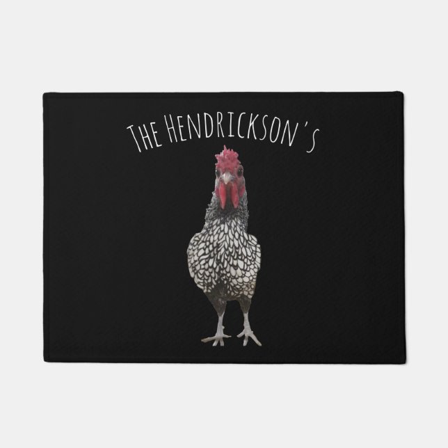 Felpudo Doormat negro conocido personalizado gallo lindo (Anverso)