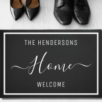 Doormat negro de familia personalizada