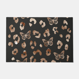 Felpudo Doormat negro de leopardo de mariposa