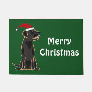 Felpudo Doormat negro del navidad del perro de Labrador de