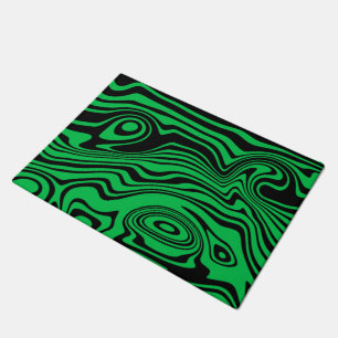 Felpudo Doormat negro y verde ondulado a rayas