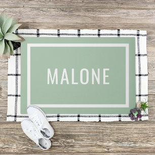 Felpudo Doormat nombre familiar personalizado verde sabio