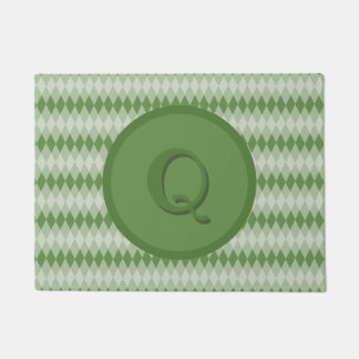 Felpudo Doormat - Patrón argla en verde con monograma