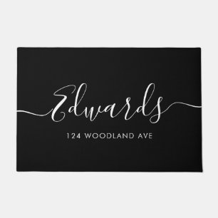 Felpudo Doormat personalizado con escritura moderna negra