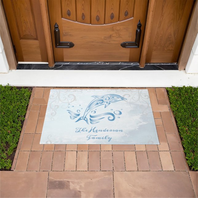 Felpudo Doormat personalizado de delfín azul (Exterior)