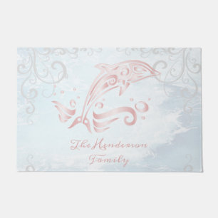 Felpudo Doormat personalizado de delfín rosado