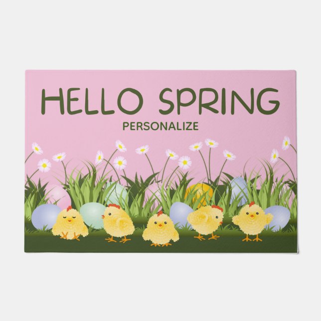 Felpudo Doormat personalizado de Hello Spring (Anverso)