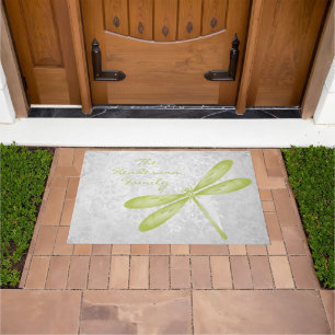 Felpudo Doormat personalizado de la libélula verde