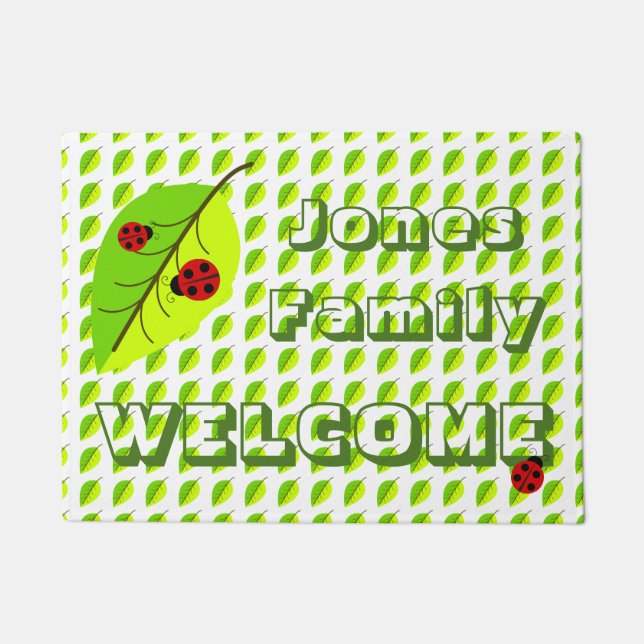Felpudo Doormat personalizado de lamparita y hoja (Anverso)