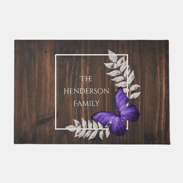 Felpudo Doormat personalizado de mariposa púrpura rusa (Anverso)