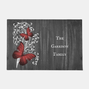 Felpudo Doormat personalizado de mariposa roja rusa