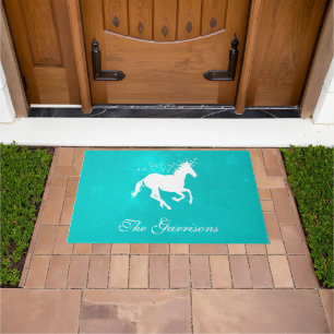 Felpudo Doormat personalizado de Turquoise Unicorn