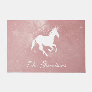 Felpudo Doormat personalizado de Unicornio rosa