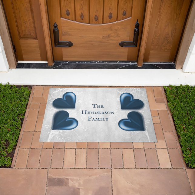 Felpudo Doormat personalizado del corazón azul (Exterior)