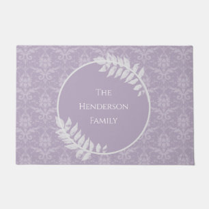 Felpudo Doormat personalizado elegante de lavanda Damask