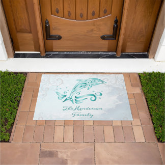 Felpudo Doormat personalizado para delfín verde azulado