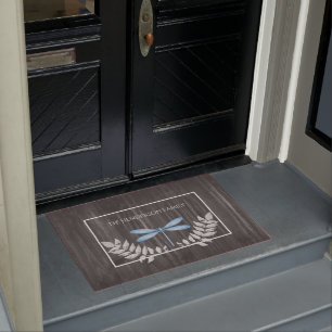 Felpudo Doormat personalizado ruso de la libélula azul