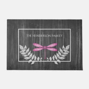 Felpudo Doormat personalizado ruso de la libélula magenta