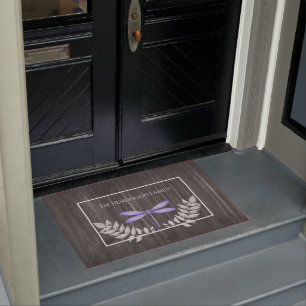 Felpudo Doormat personalizado ruso de la libélula púrpura