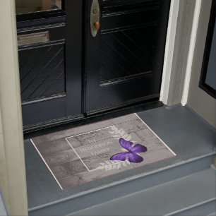 Felpudo Doormat personalizado ruso de mariposa morada