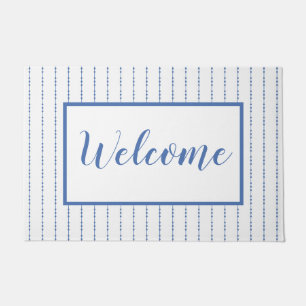 Felpudo Doormat Pinstripe de Punto Blanco y Azul