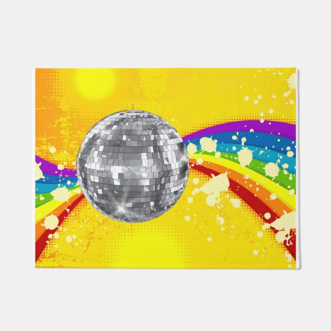 Felpudo Doormat Rainbow de la bola de disco (Anverso)
