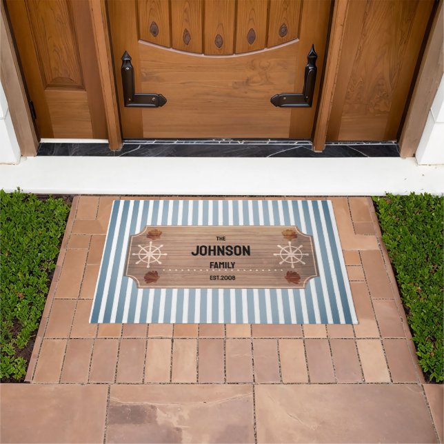 Felpudo Doormat rayado de diseño marino moderno (Exterior)