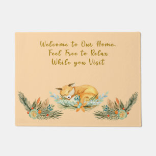 Felpudo Doormat relajante con Fox y Flores Sleepy