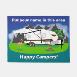 Felpudo Doormat retro del remolque, árbol arbolado, dual,