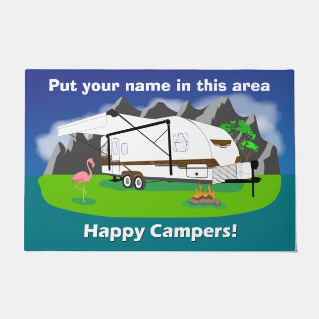 Felpudo Doormat retro grande del remolque, árbol arbolado, (Anverso)