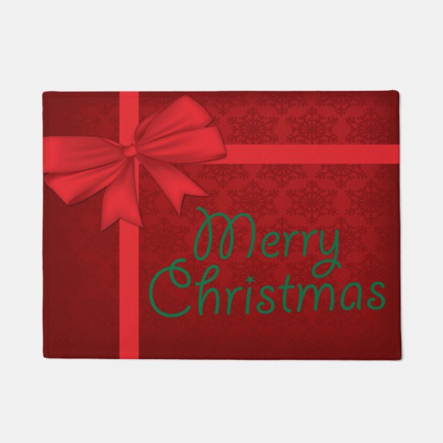 Felpudo Doormat rojo del regalo de Navidad (Anverso)
