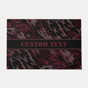 Felpudo Doormat rojo oscuro de camo con letras Personaliza
