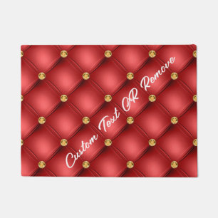 Felpudo Doormat rojo y oro con texto Personalizado