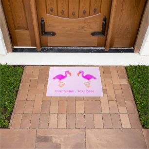 Felpudo Doormat rosa Flamingo con nombre de texto Personal