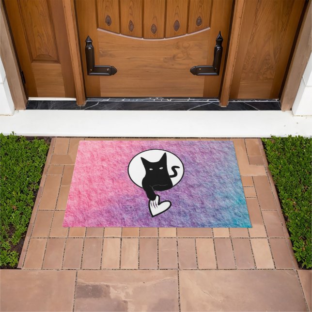 Felpudo Doormat rosado de Halloween del poeta Adiela Akoo (Exterior)