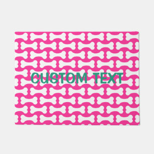 Felpudo Doormat rosado y blanco del personalizado de los