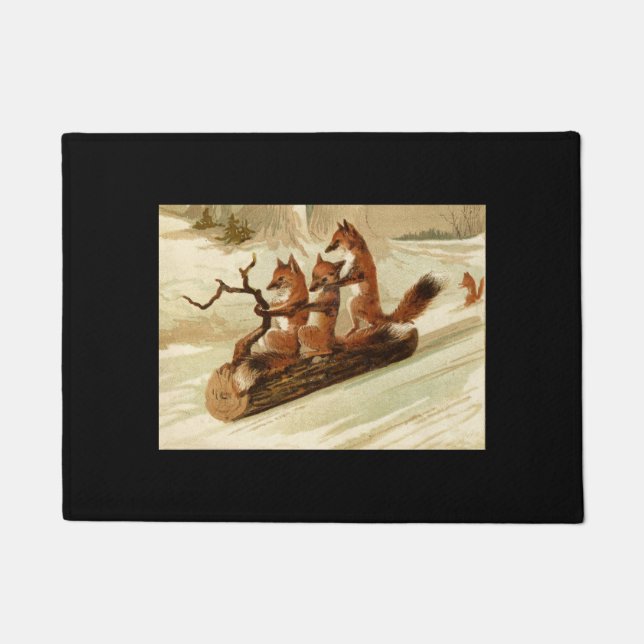 Felpudo Doormat Sledding de los zorros (Anverso)